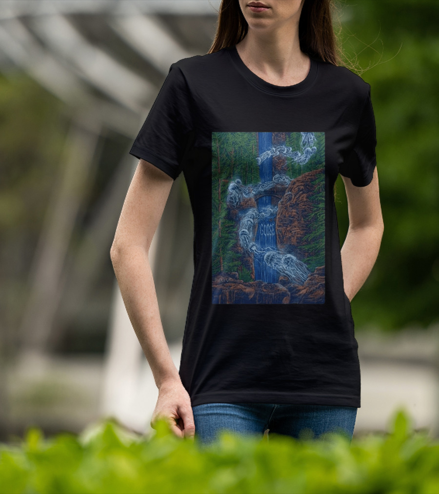 Goose Summer Tour 2026 Hayden Homes Amphitheater Bend August 21 22 Waterfall Forest Scene T-Shirt