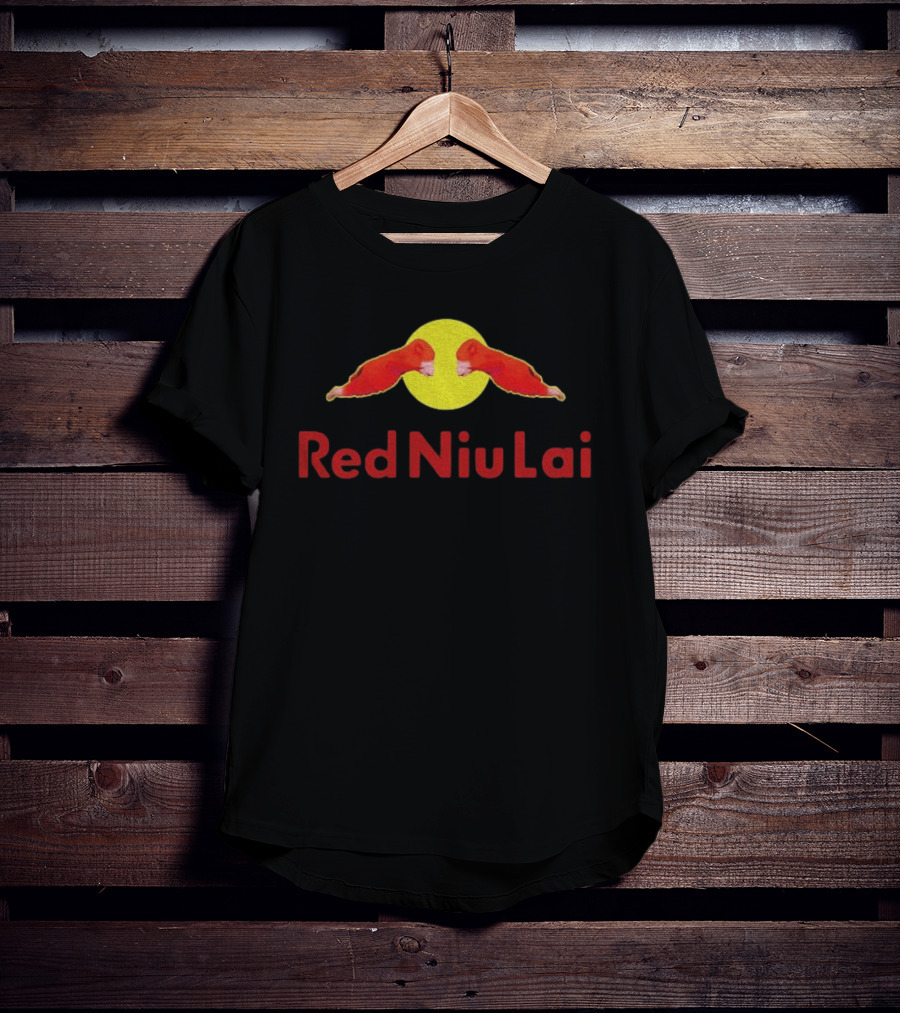 Red Bull Niu Lai Energy Drink Red Niu Lai Yellow Circle T-Shirt