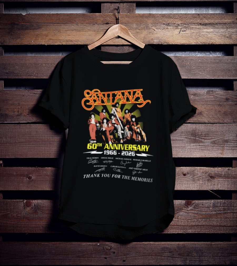 Santana 60th Anniversary 1966 2026 Thank You For The Memories Signatures T-Shirt