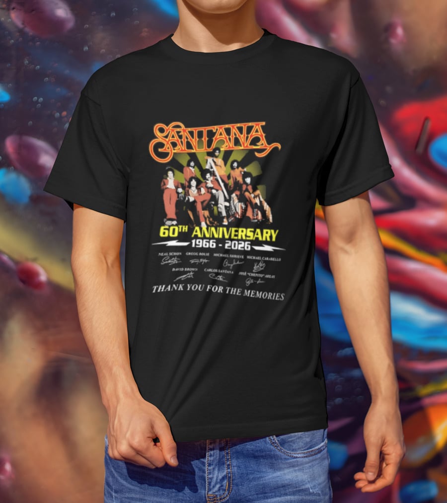Santana 60th Anniversary 1966 2026 Thank You For The Memories Signatures T-Shirt