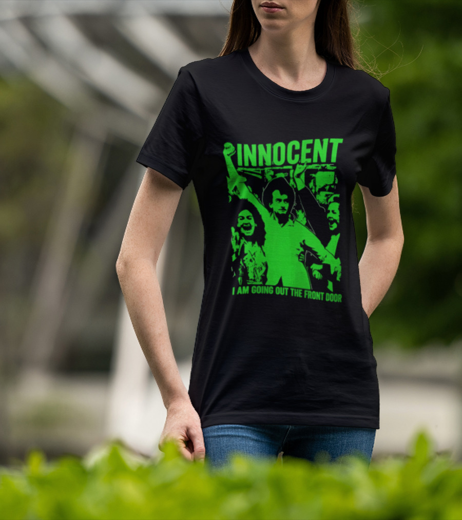 Innocent I Am Going Out The Front Door Retro Style People In Motion T-Shirt