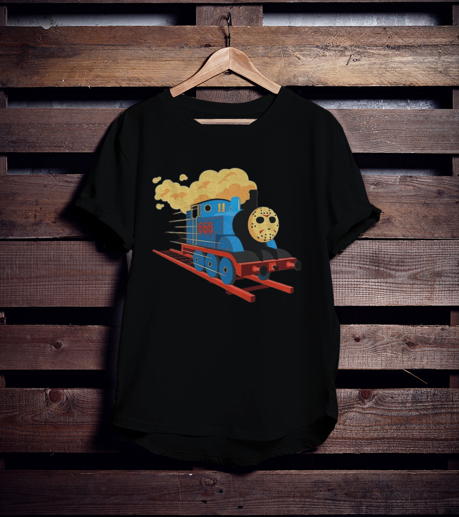 Thomas The Tank Engine Jason Voorhees Mask 666 Railway To Hell T-Shirt