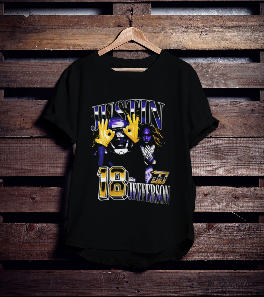 Justin Jefferson 18 Gold Gloves Lightning Bootleg Player Photos T-Shirt