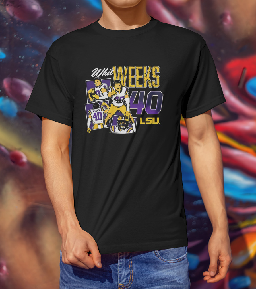 Whit Weeks LSU Tigers Number 40 College Football Collage T-Shirt
