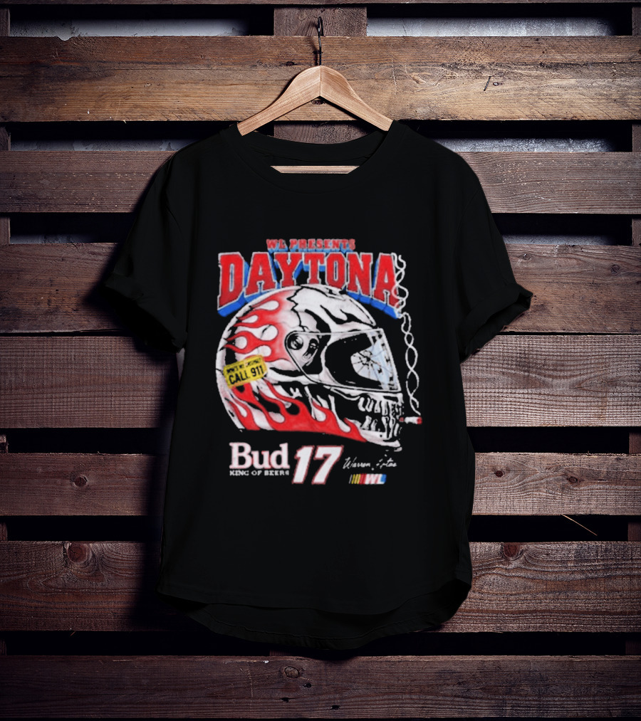 WL Present Daytona Bud King Of Beers 17 Racing Helmet Flame Design 2026 T-Shirt