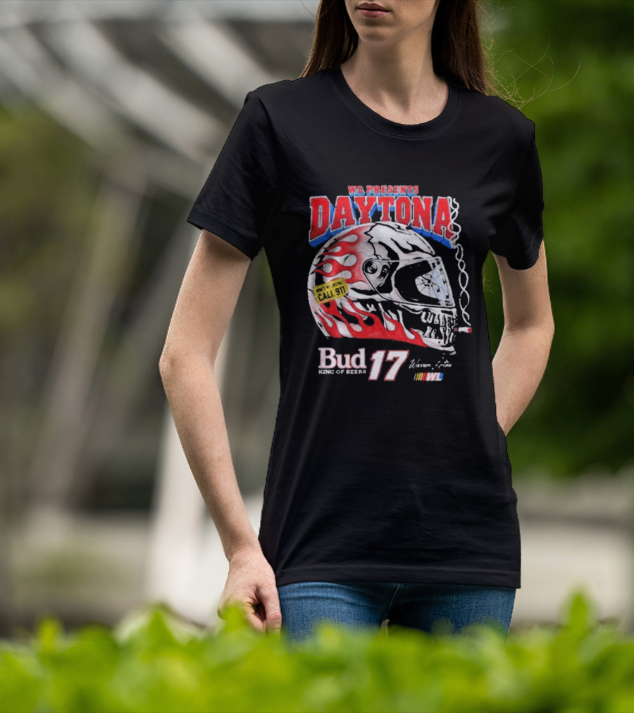 WL Present Daytona Bud King Of Beers 17 Racing Helmet Flame Design 2026 T-Shirt