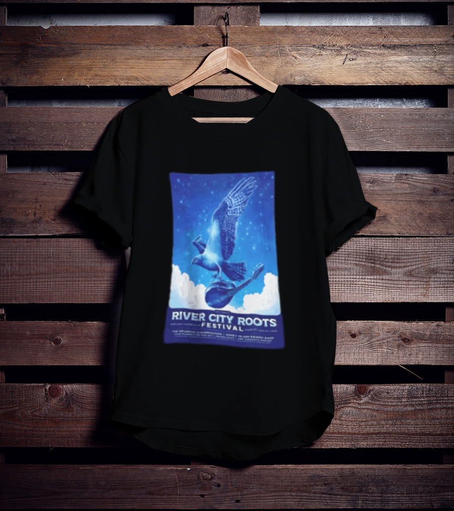 River City Roots Festival 2026 Missoula MT 20th Annual Event Bird And Mandolin T-Shirt