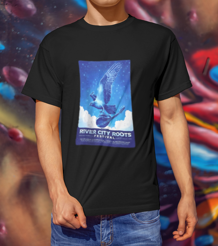 River City Roots Festival 2026 Missoula MT 20th Annual Event Bird And Mandolin T-Shirt
