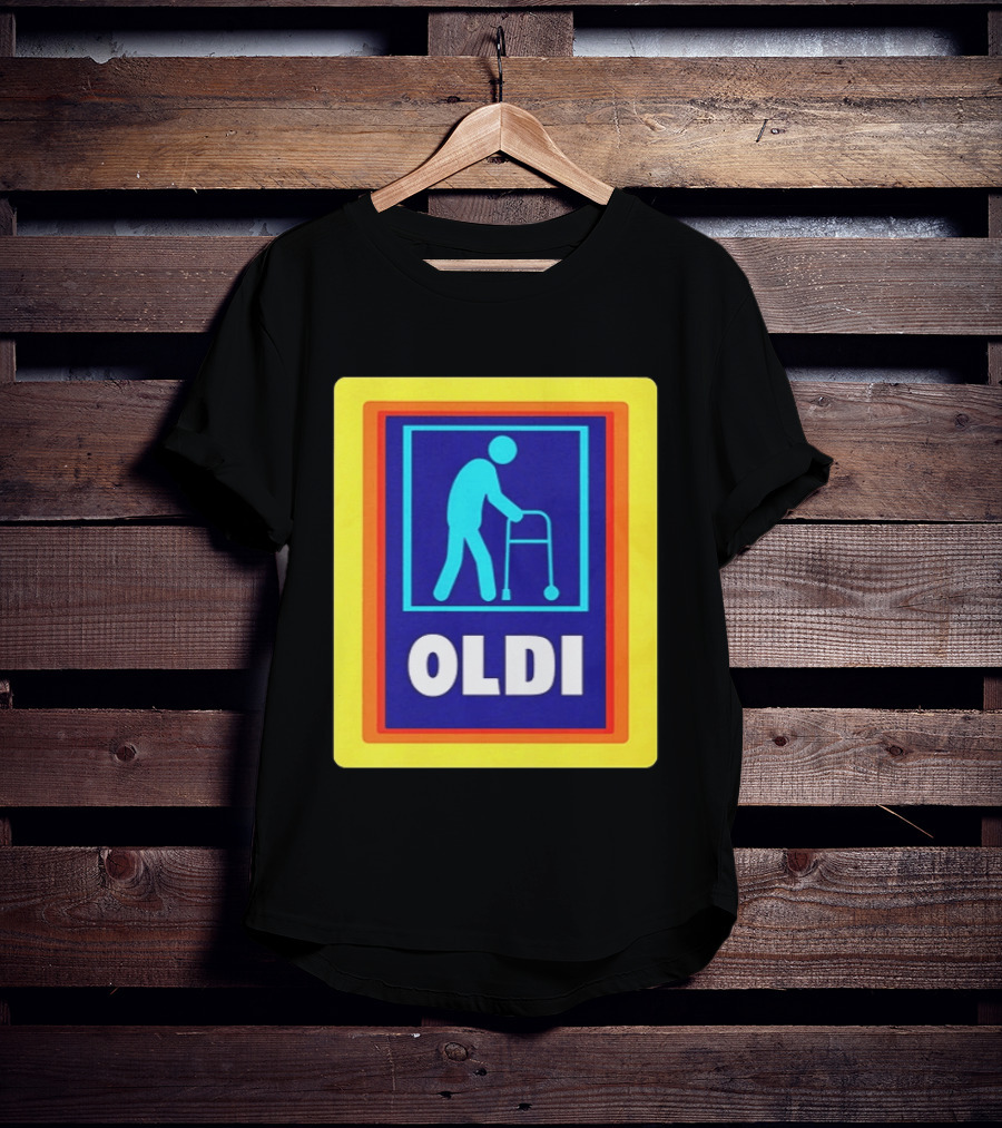 Oldi Elderly Walker Parody Aldi T-Shirt