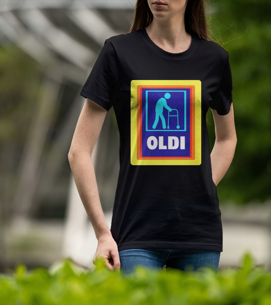 Oldi Elderly Walker Parody Aldi T-Shirt