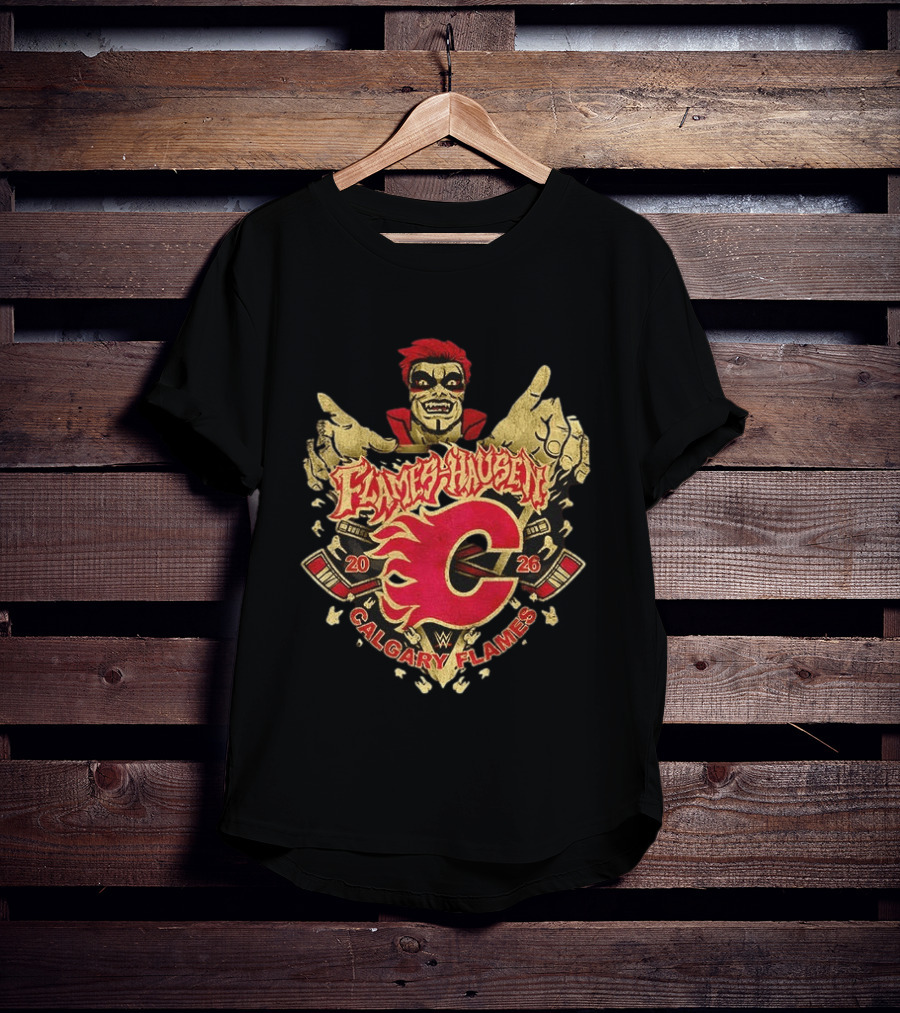 Flamehausen Calgary Flames WWE 2026 Collaboration Danhausen Summer Tour T-Shirt