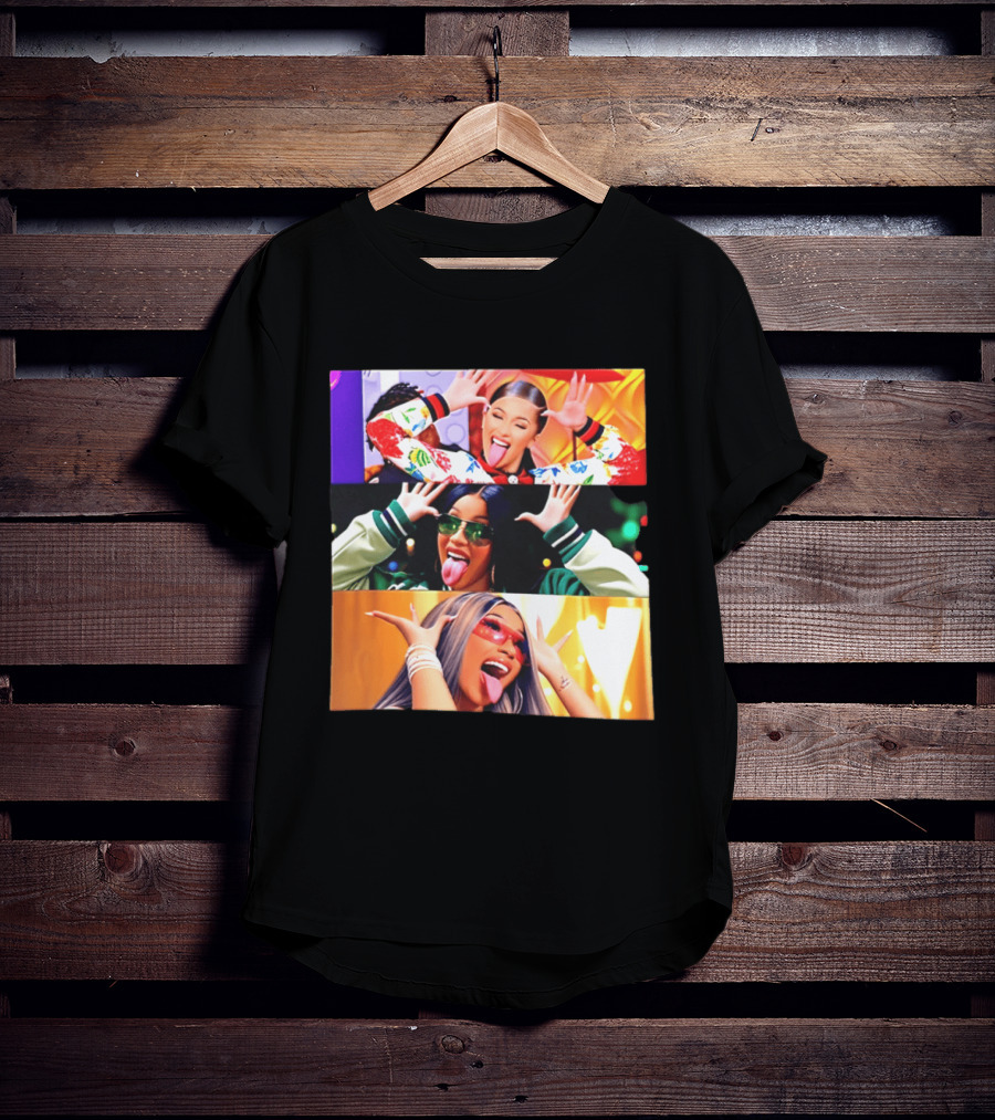 Cardi B Funny Faces Tongue Out Rapper Hip Hop Celebrity T-Shirt
