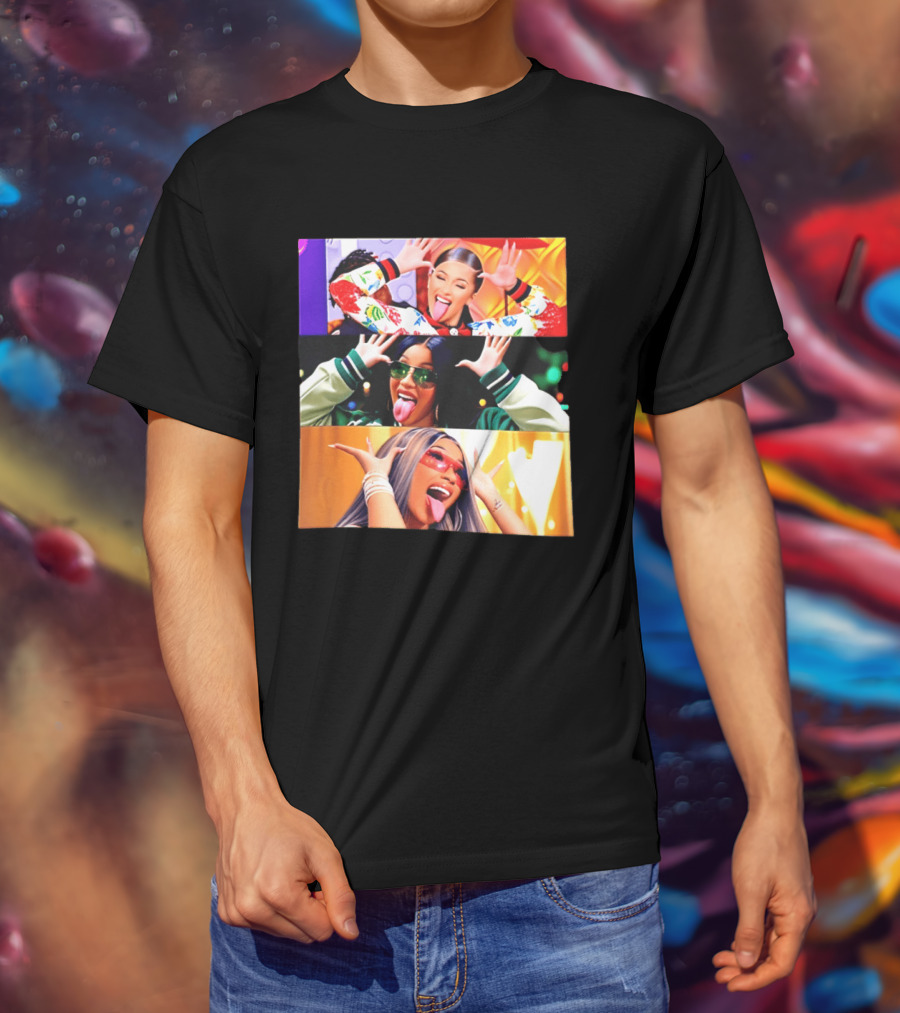 Cardi B Funny Faces Tongue Out Rapper Hip Hop Celebrity T-Shirt