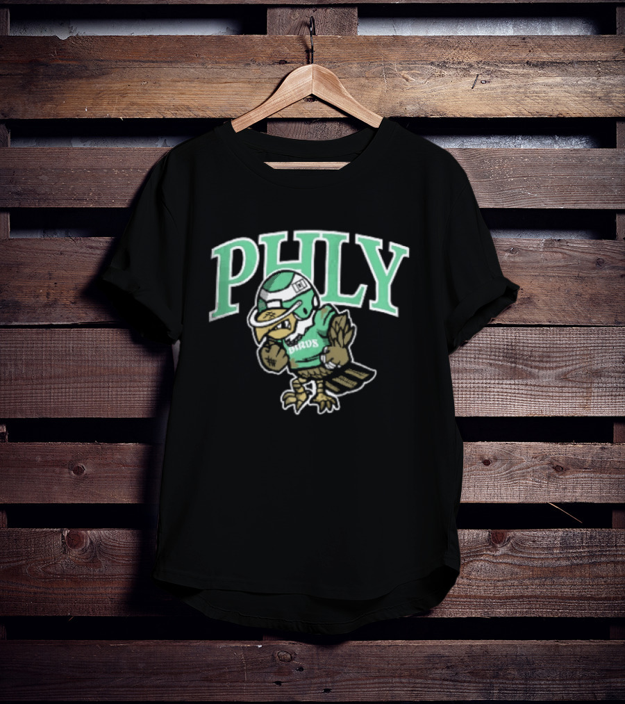Philadelphia Eagles Phly Birds Cartoon Football Helmet Crewneck T-Shirt
