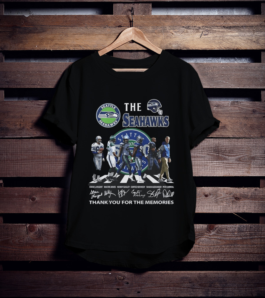 Seattle Seahawks Legends Signatures Walking Abbey Road Thank You For The Memories T-Shirt