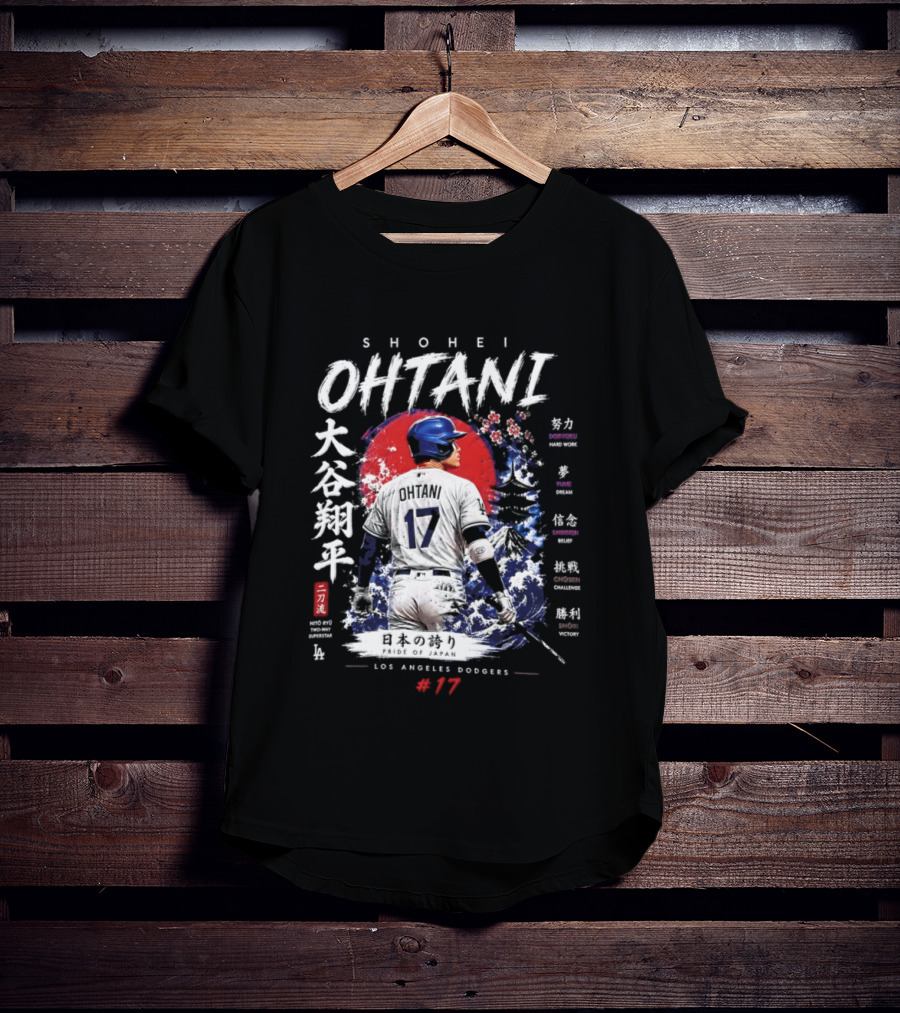 Shohei Ohtani Los Angeles Dodgers Japanese Two Way Player #17 T-Shirt