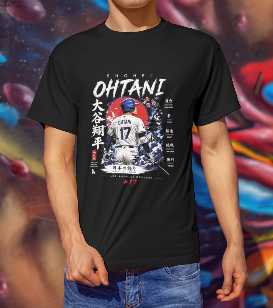 Shohei Ohtani Los Angeles Dodgers Japanese Two Way Player #17 T-Shirt
