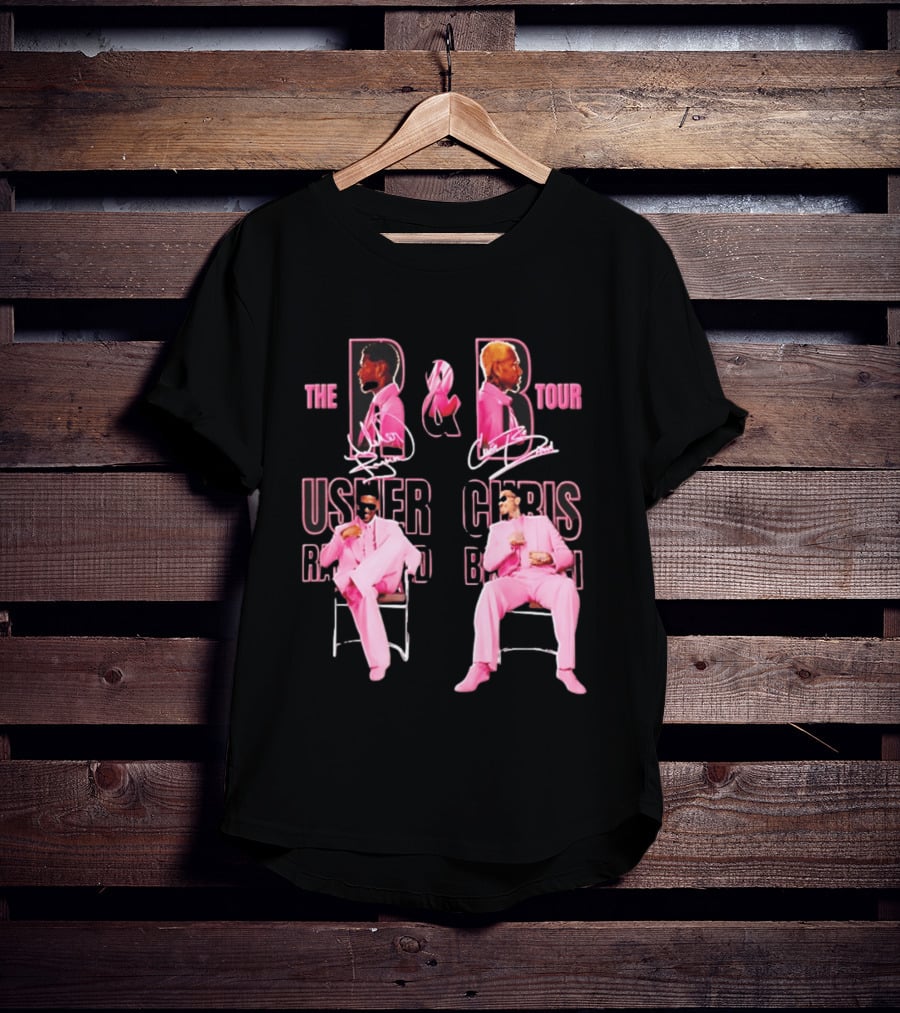 The R&B Tour Usher Raymond Chris Brown Pink Suit Concert Collaboration T-Shirt