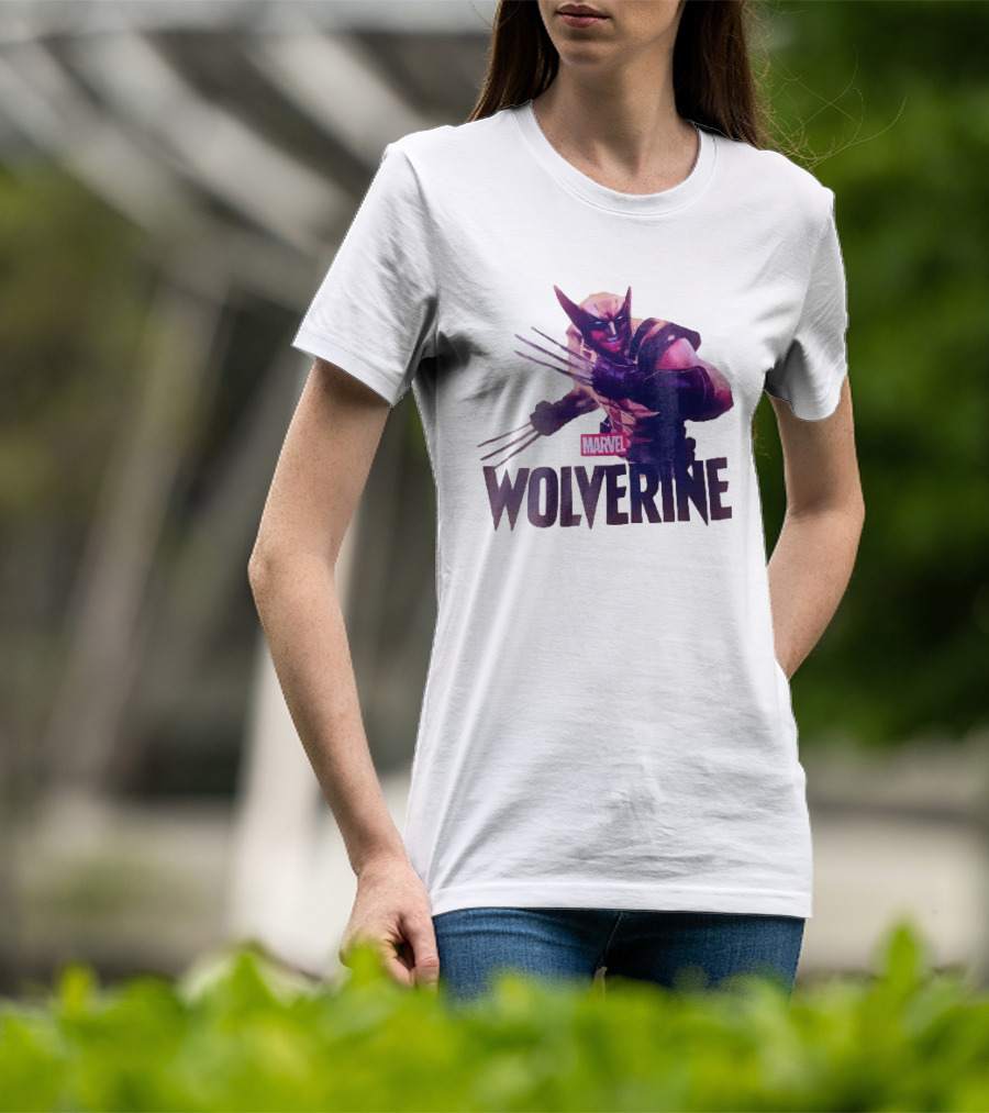 Marvel Wolverine Masked Superhero Claws Extended Purple Glow T-Shirt