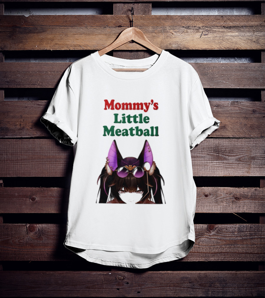 Mommy's Little Meatball Bat Vtuber Black Wings Purple Ears Playful T-Shirt