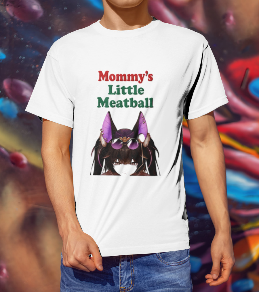 Mommy's Little Meatball Bat Vtuber Black Wings Purple Ears Playful T-Shirt