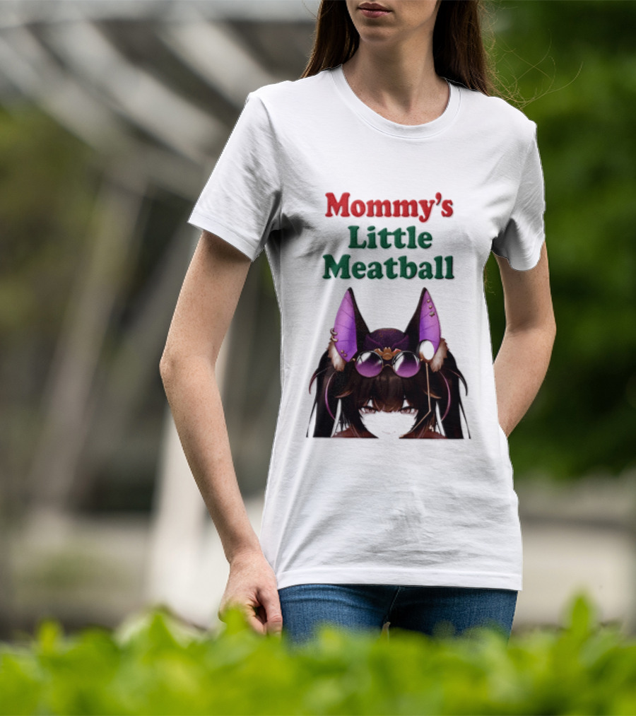 Mommy's Little Meatball Bat Vtuber Black Wings Purple Ears Playful T-Shirt