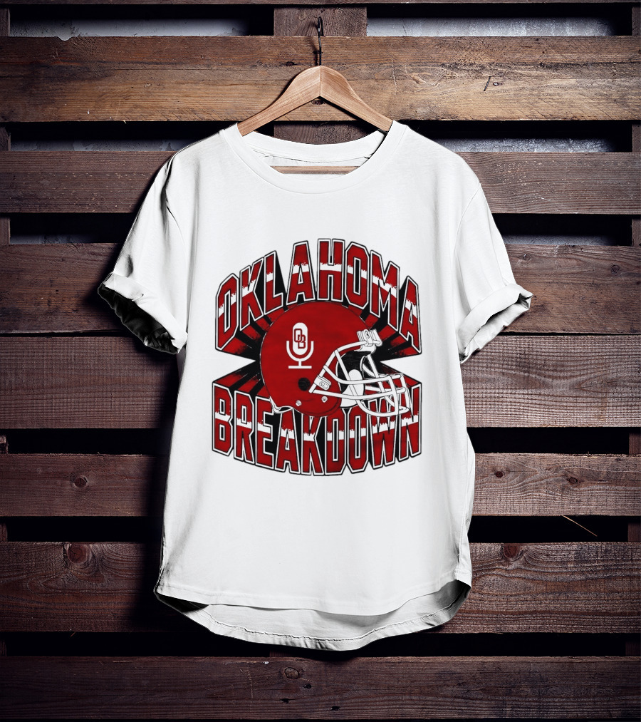 Oklahoma Breakdown Football Helmet OB Podcast T-Shirt