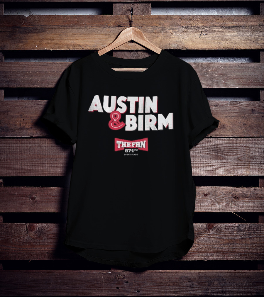 Austin Birm The Fan 97.1 Sports Radio Red Bowtie Block T-Shirt