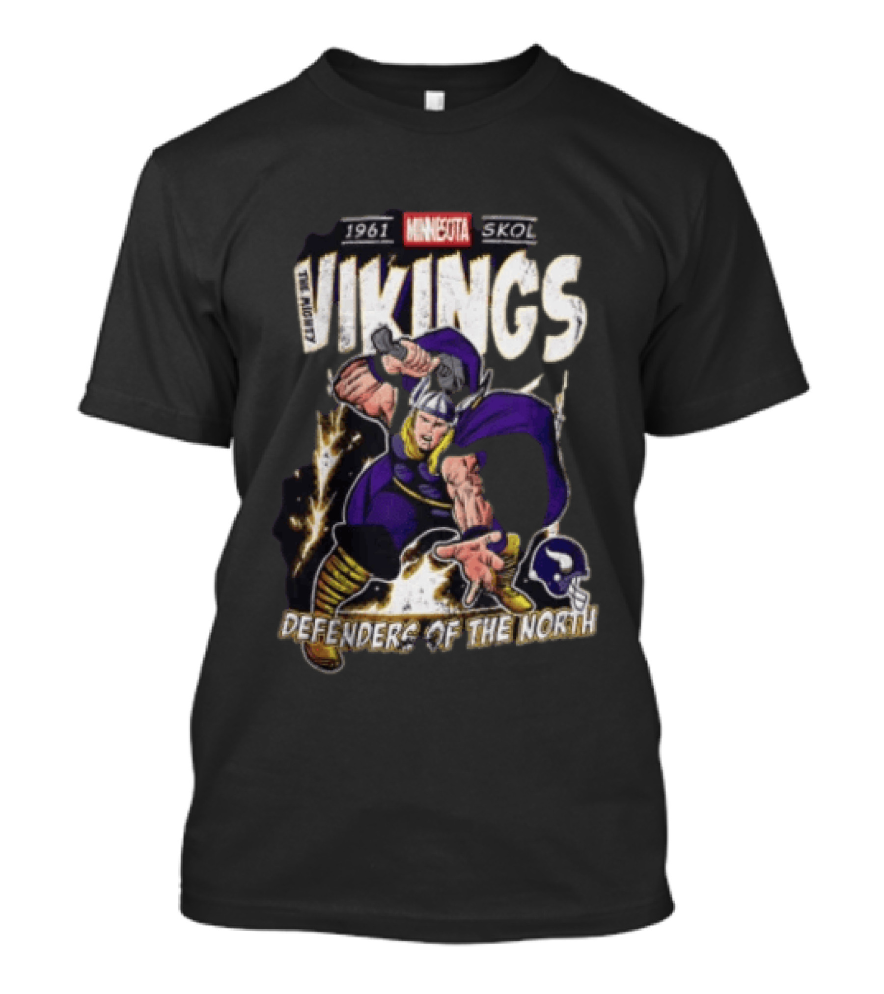 1961 Minnesota Vikings Skol The Mighty Vikings Defenders Of The North T-Shirt
