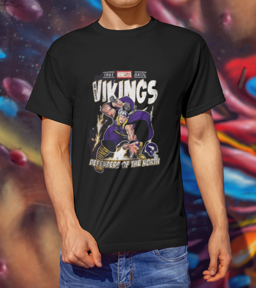 1961 Minnesota Vikings Skol The Mighty Vikings Defenders Of The North T-Shirt
