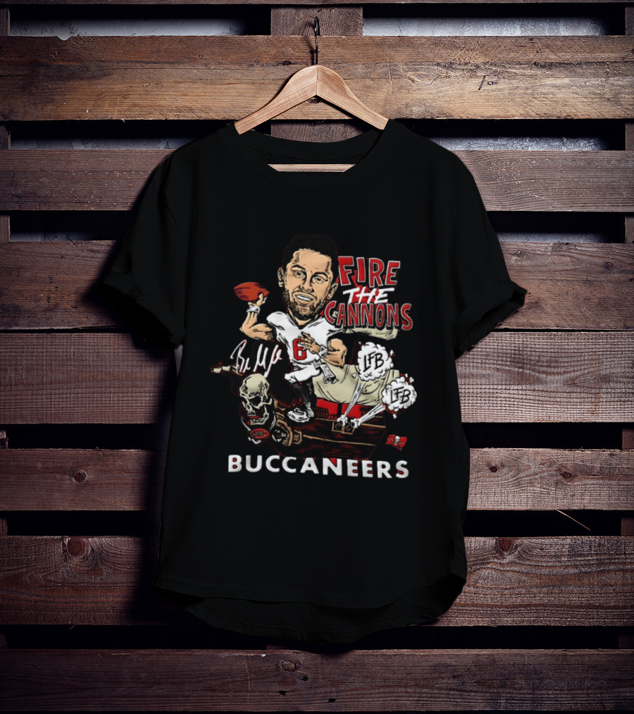 Baker Mayfield Tampa Bay Buccaneers Fire The Cannons LFB Skull Football Caricature T-Shirt