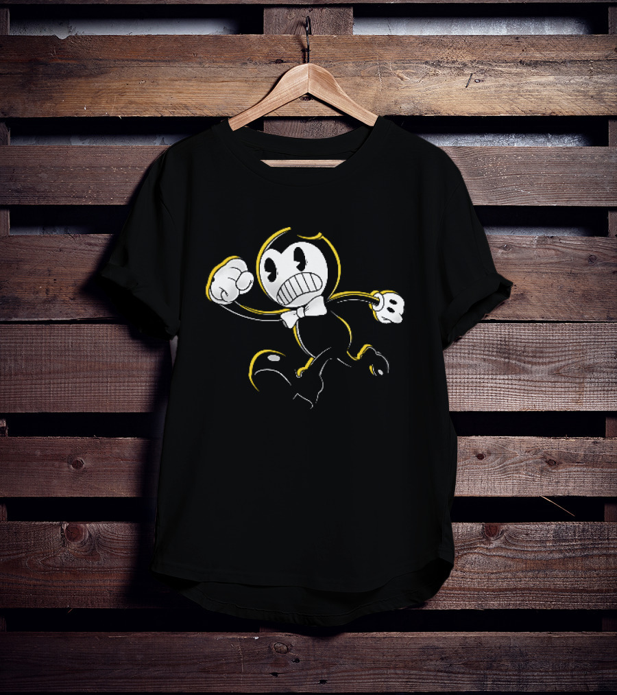 Bendy And The Ink Machine Iconic Cartoon Running With Bowtie T-Shirt