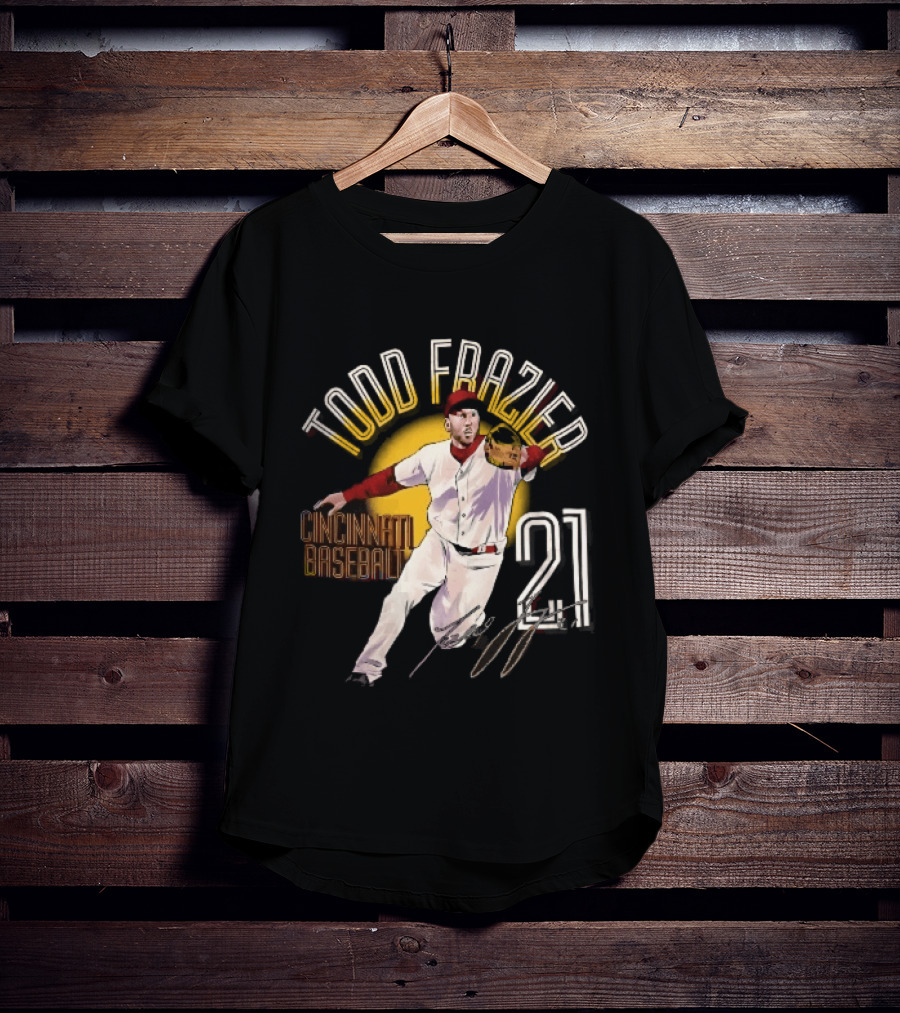 Todd Frazier Cincinnati Baseball 21 Fielding Yellow Sun T-Shirt