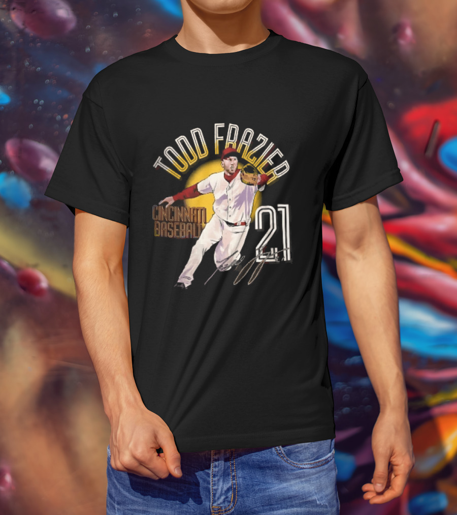 Todd Frazier Cincinnati Baseball 21 Fielding Yellow Sun T-Shirt