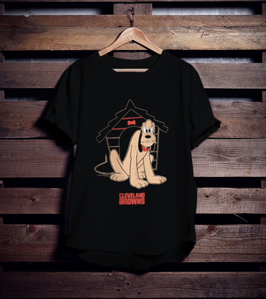Cleveland Browns Angry Pluto Disney Cartoon Dog Doghouse T-Shirt