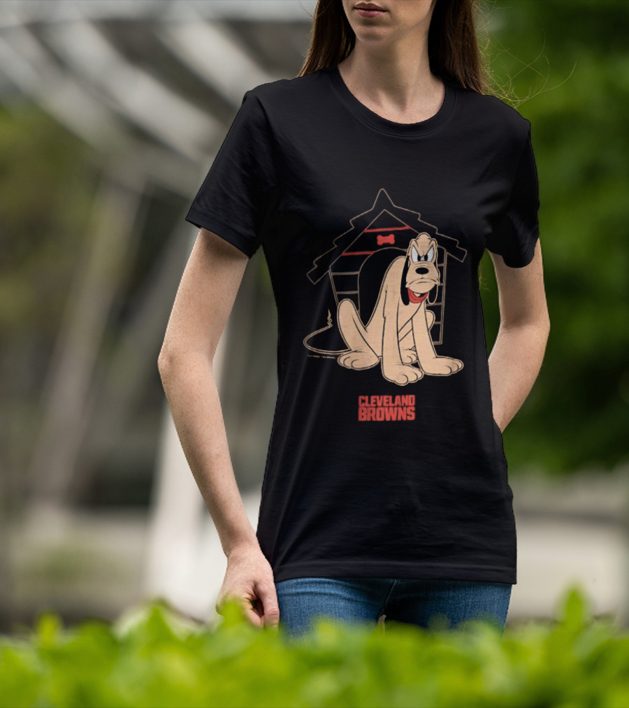 Cleveland Browns Angry Pluto Disney Cartoon Dog Doghouse T-Shirt