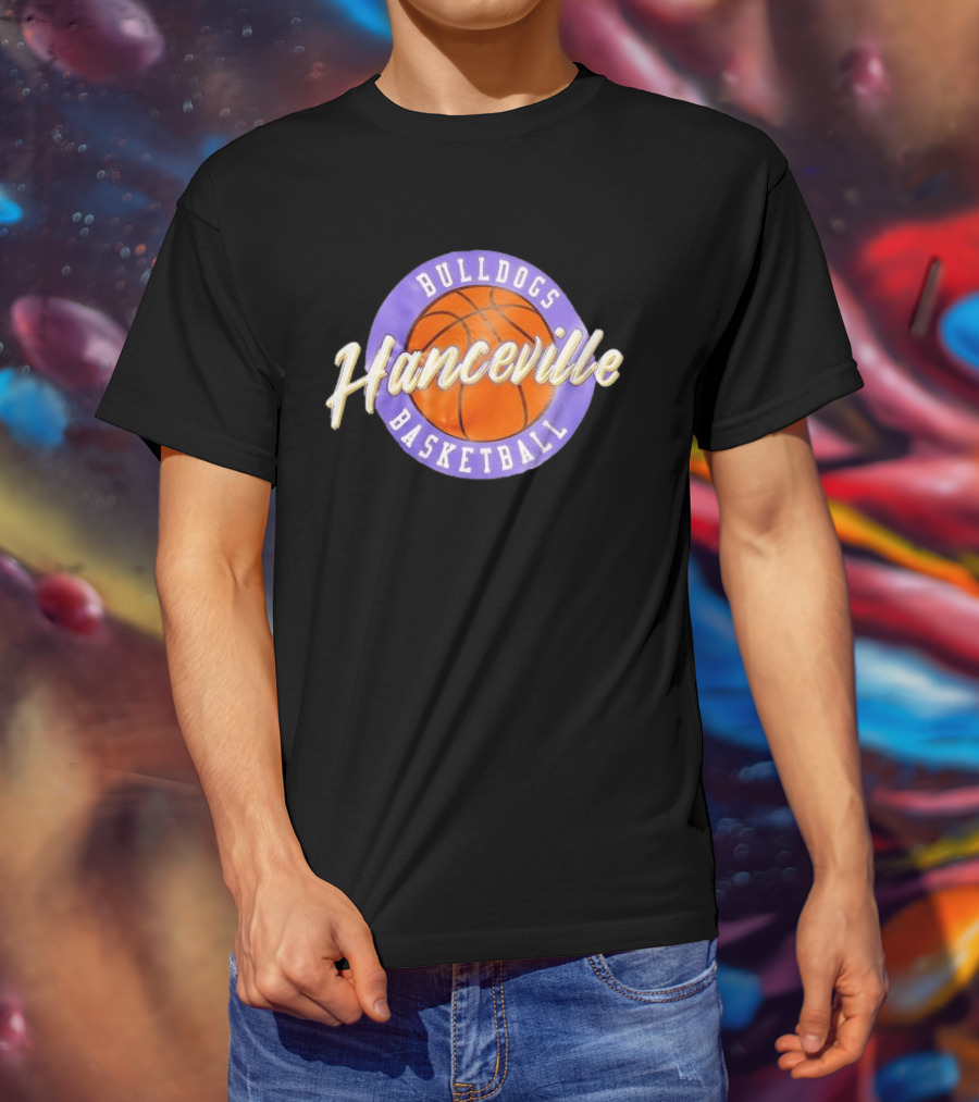 Hanceville Bulldogs Basketball Purple Circle Orange Ball T-Shirt