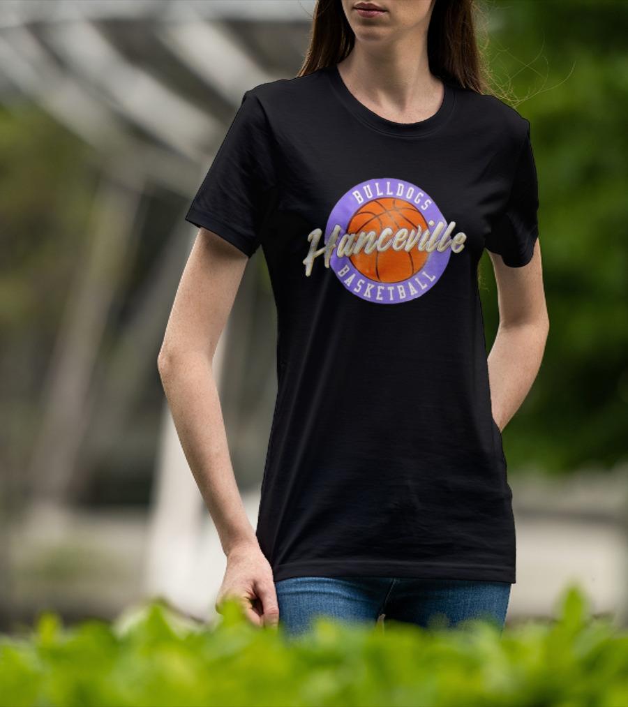 Hanceville Bulldogs Basketball Purple Circle Orange Ball T-Shirt