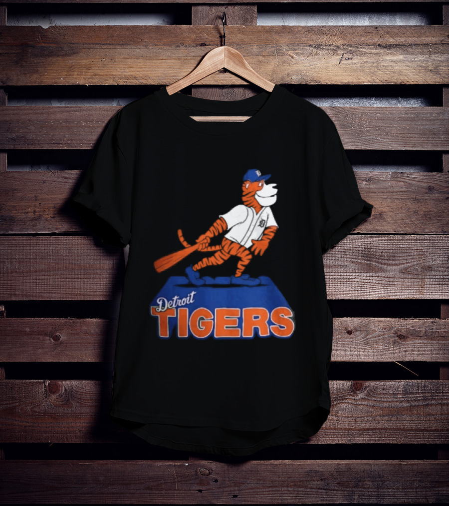 Detroit Tigers MLB Cartoon Player Swinging Bat T-Shirt