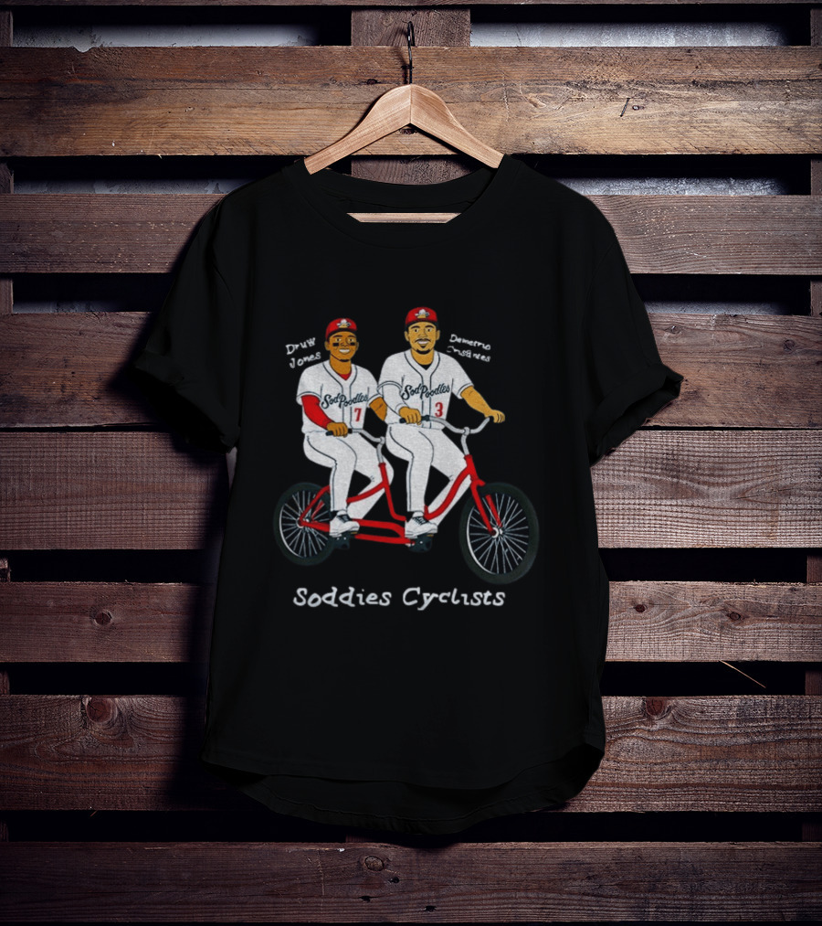 Druw Jones Demetrio Crisantes Sod Poodles Soddies Cyclists Retro Baseball Tandem Riders T-Shirt