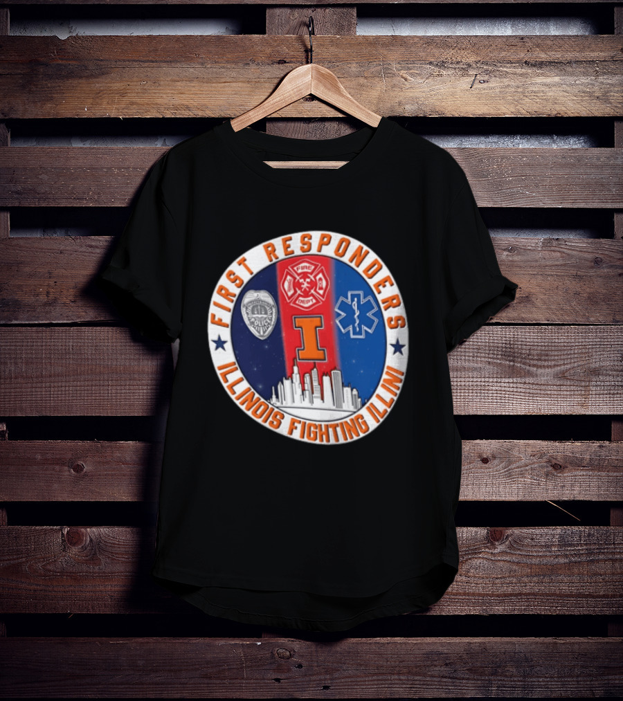 Illinois Fighting Illini First Responders 9.11 Never Forget T-Shirt