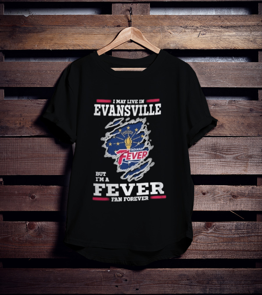 Indiana Fever WNBA Forever Ripped Fabric State Flag Evansville T-Shirt