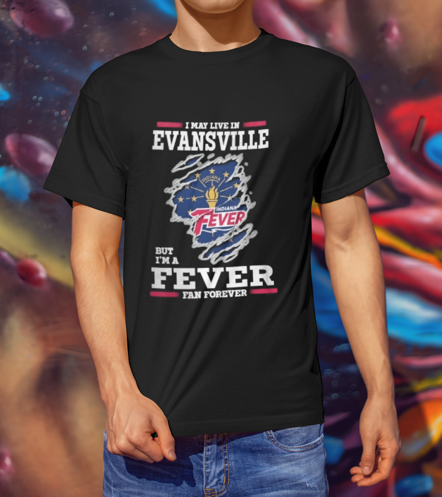 Indiana Fever WNBA Forever Ripped Fabric State Flag Evansville T-Shirt