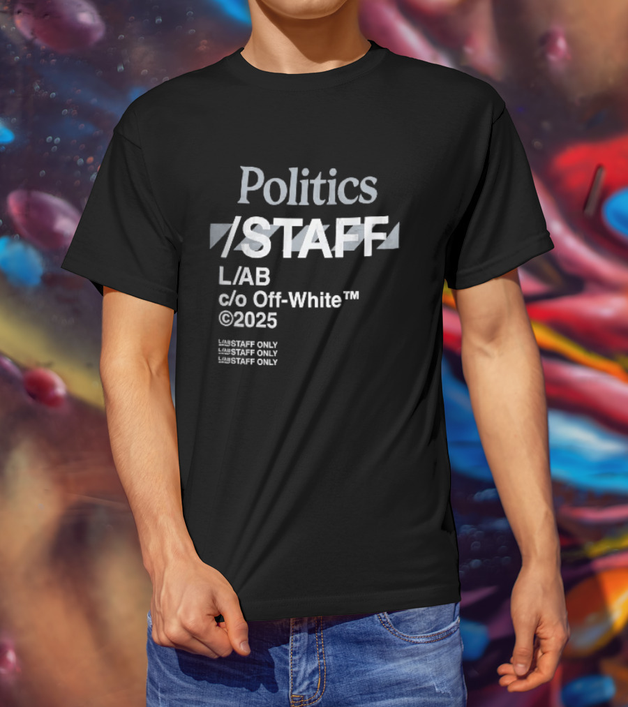 Politics Staff L Ab C O Off White 2025 Diagonal Stripes Only T-Shirt