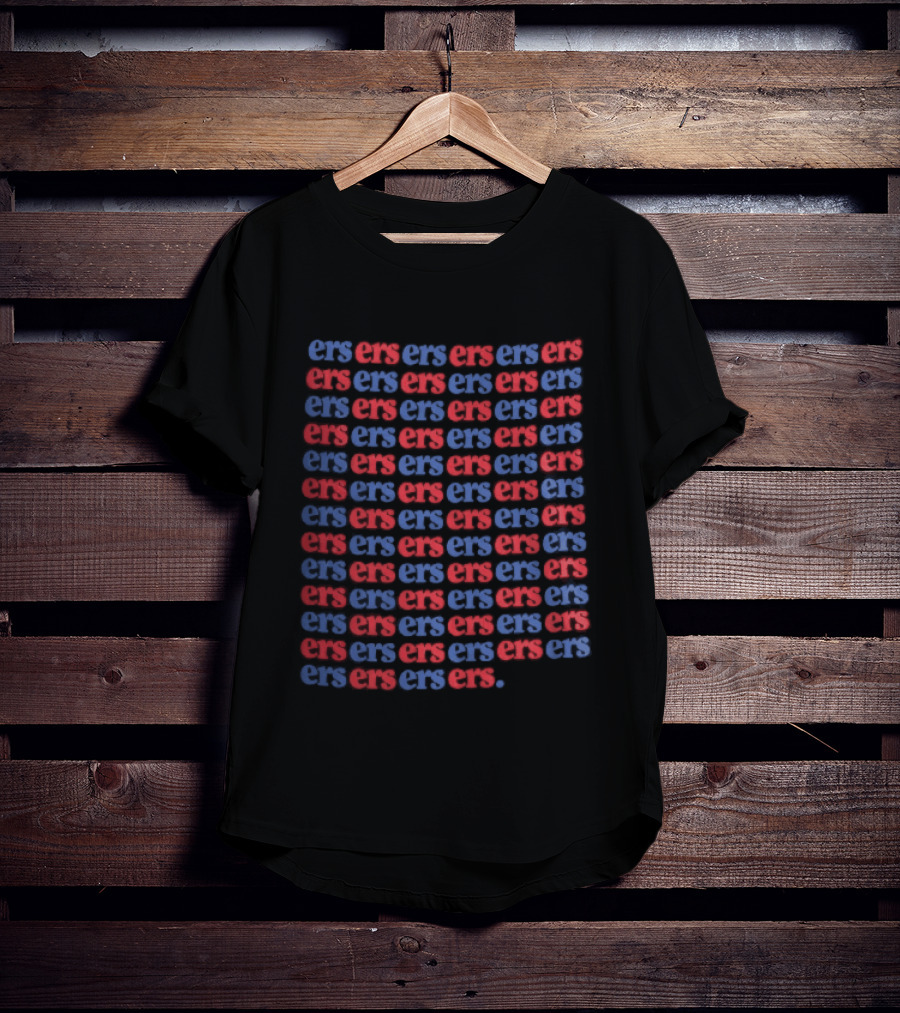 Ers Red Blue Repeating Font Grid T-Shirt