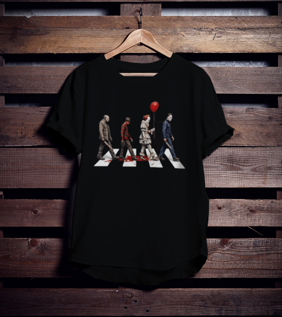 Abbey Road Horror Walk Jason Freddy Pennywise Michael Myers T-Shirt