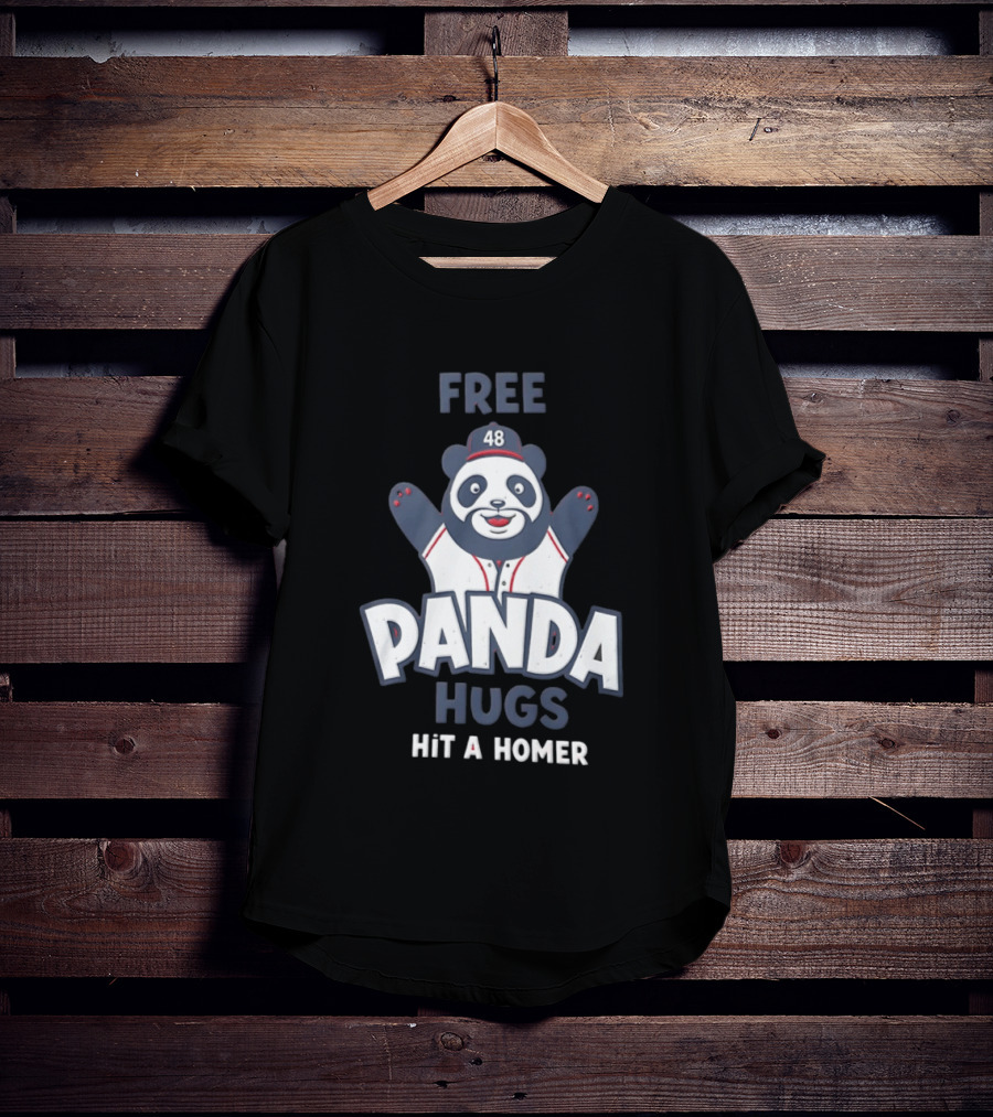 Free Panda Hugs Hit A Homer Baseball Number 48 T-Shirt