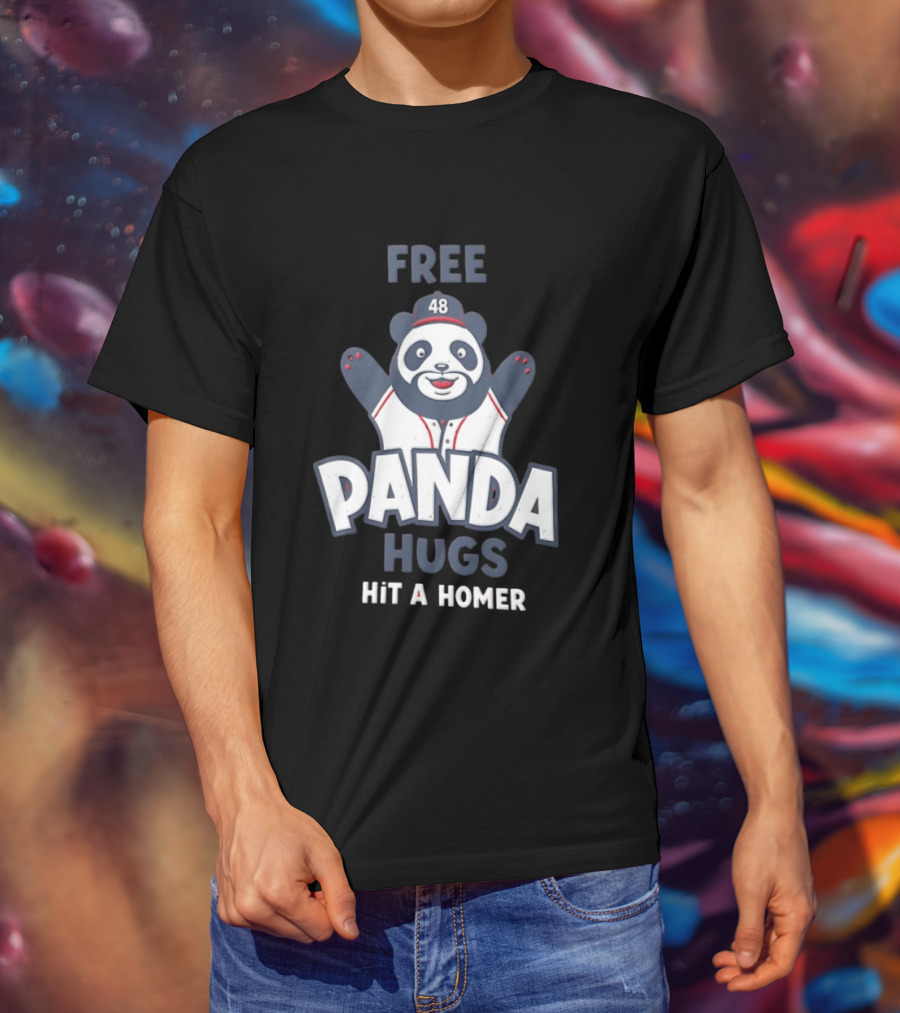 Free Panda Hugs Hit A Homer Baseball Number 48 T-Shirt