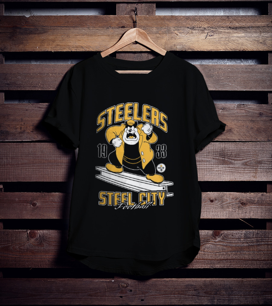 Pittsburgh Steelers 1933 Steel City Football Cartoon Beam T-Shirt