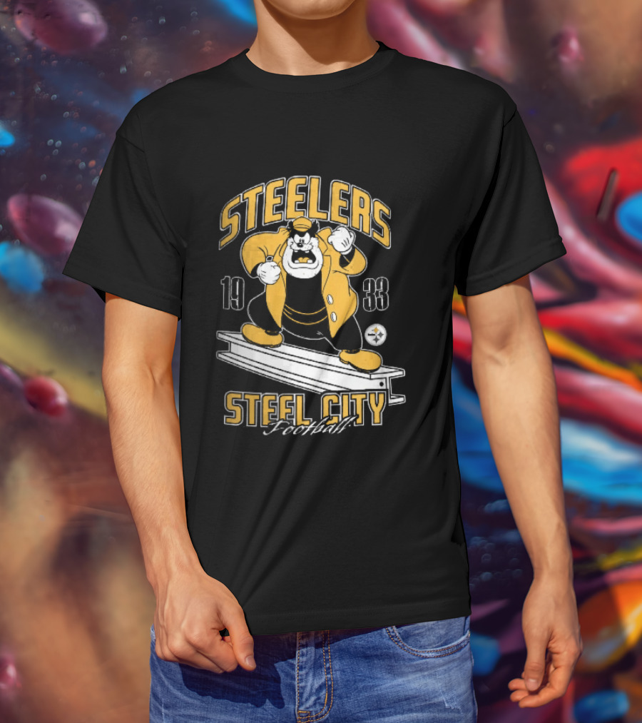 Pittsburgh Steelers 1933 Steel City Football Cartoon Beam T-Shirt